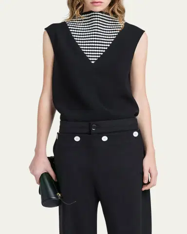 Proenza Schouler Prescott Stripe Panel Matte Crepe Top | Thumbnail 4 Proenza Schouler Prescott Stripe Panel Matte Crepe Top | Thumbnail 4