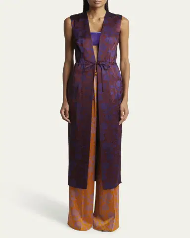 Dries Van Noten Romina Floral Drawstring Sleeveless Coat | Thumbnail 2