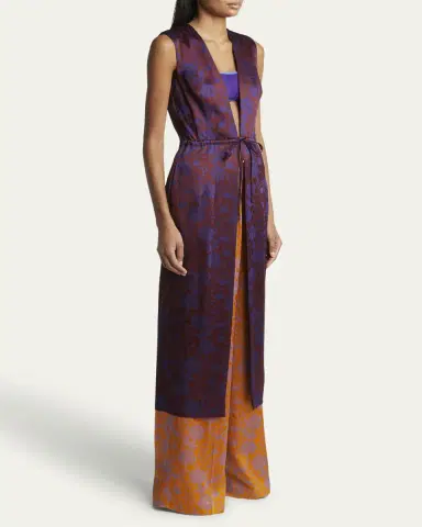 Dries Van Noten Romina Floral Drawstring Sleeveless Coat | Thumbnail 4