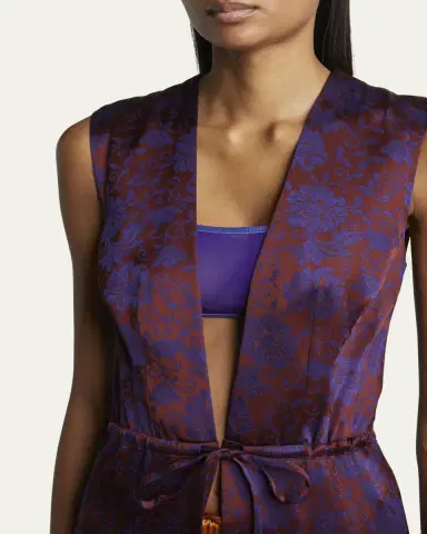 Dries Van Noten Romina Floral Drawstring Sleeveless Coat | Thumbnail 5