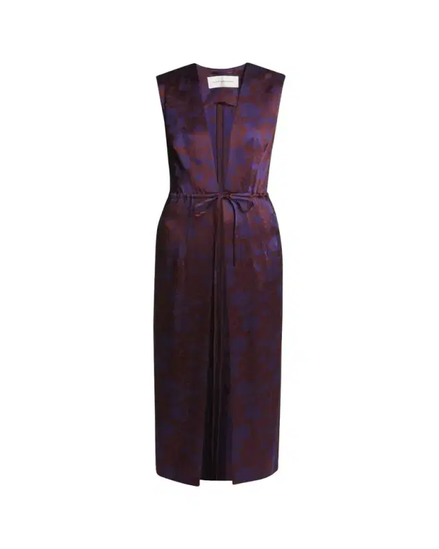 Dries Van Noten Romina Floral Drawstring Sleeveless Coat