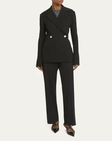 Proenza Schouler Marine Double Breasted Bi-Stretch Suiting Jacket | Thumbnail 2 Proenza Schouler Marine Double Breasted Bi-Stretch Suiting Jacket | Thumbnail 2