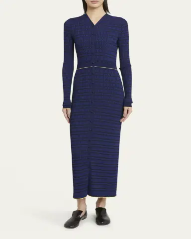 Proenza Schouler White Label Ivanna Long-Sleeve Micro Check Dress | Thumbnail 2 Proenza Schouler White Label Ivanna Long-Sleeve Micro Check Dress | Thumbnail 2