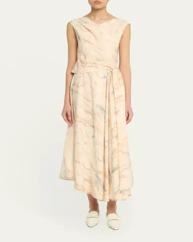 Lafayette 148 New York Draped-Front Asymmetric Dress | Thumbnail 2