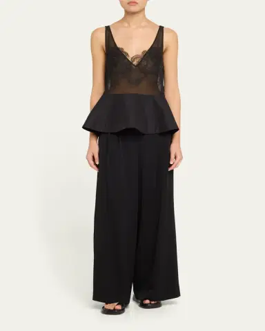 3.1 Phillip Lim Lace Peplum Sheer Silk Tank Top | Thumbnail 2