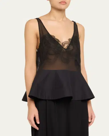 3.1 Phillip Lim Lace Peplum Sheer Silk Tank Top | Thumbnail 4
