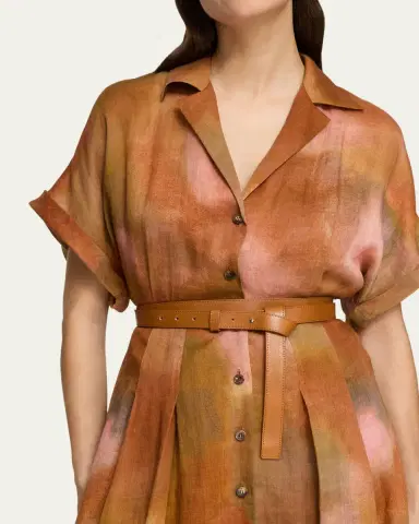 Lafayette 148 New York Notch-Lapel Belted Maxi Shirtdress | Thumbnail 4