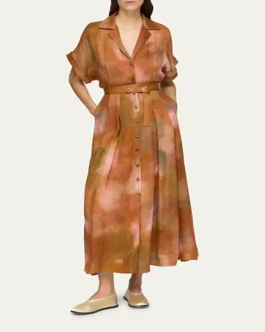 Lafayette 148 New York Notch-Lapel Belted Maxi Shirtdress | Thumbnail 5
