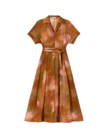Lafayette 148 New York Notch-Lapel Belted Maxi Shirtdress | Thumbnail 1