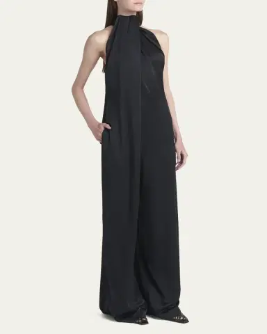 Stella McCartney Envers Draped Satin Halterneck Jumpsuit | Thumbnail 8