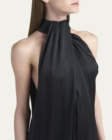 Stella McCartney Envers Draped Satin Halterneck Jumpsuit | Thumbnail 9