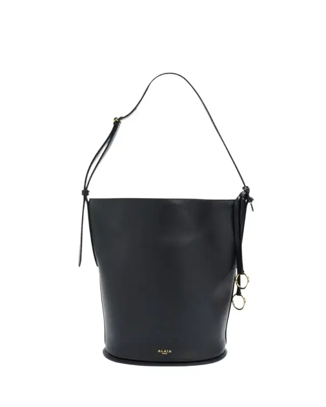 Small Smooth Leather Curved Bucket Bag