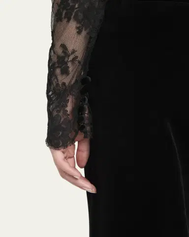 Valentino Garavani Sheer Lace Bow Long-Sleeve Blouse | Thumbnail 5 Valentino Garavani Sheer Lace Bow Long-Sleeve Blouse | Thumbnail 5