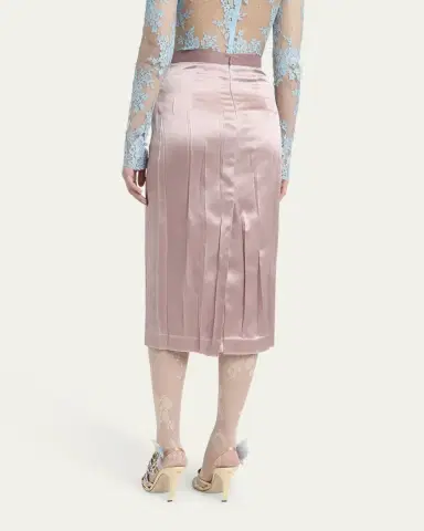 Valentino Garavani Bow Pleated Satin Midi Skirt | Thumbnail 3 Valentino Garavani Bow Pleated Satin Midi Skirt | Thumbnail 3