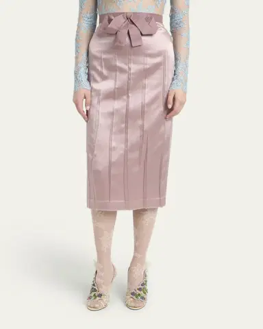 Valentino Garavani Bow Pleated Satin Midi Skirt | Thumbnail 4 Valentino Garavani Bow Pleated Satin Midi Skirt | Thumbnail 4