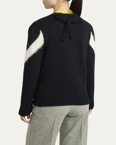 Valentino Garavani Zigzag V-Neck Wool Sweater | Thumbnail 3