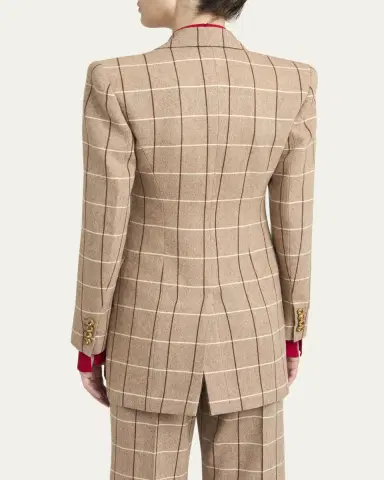Valentino Garavani Check Wool Double-Breasted Blazer Jacket | Thumbnail 3 Valentino Garavani Check Wool Double-Breasted Blazer Jacket | Thumbnail 3