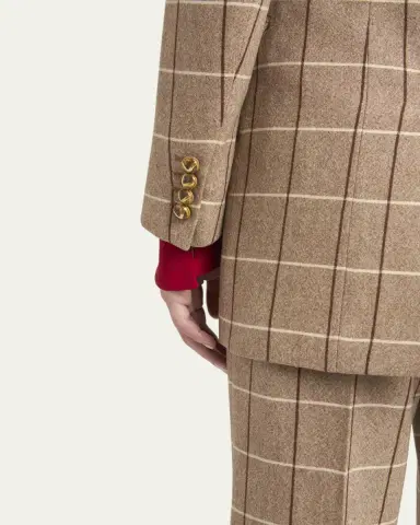 Valentino Garavani Check Wool Double-Breasted Blazer Jacket | Thumbnail 5 Valentino Garavani Check Wool Double-Breasted Blazer Jacket | Thumbnail 5
