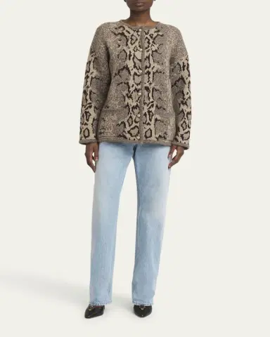 Valentino Garavani Snakeskin-Knit Cashmere Cardigan | Thumbnail 2