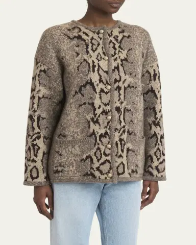 Valentino Garavani Snakeskin-Knit Cashmere Cardigan | Thumbnail 4