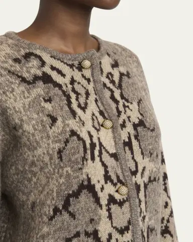 Valentino Garavani Snakeskin-Knit Cashmere Cardigan | Thumbnail 5
