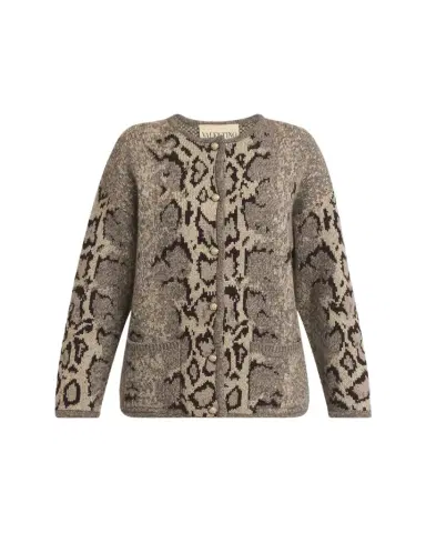 Valentino Garavani Snakeskin-Knit Cashmere Cardigan | Thumbnail 1
