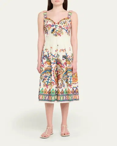 Etro Paisley Floral-Print Sleeveless Pleated Midi Dress | Thumbnail 2 Etro Paisley Floral-Print Sleeveless Pleated Midi Dress | Thumbnail 2