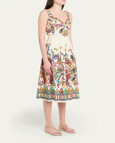 Etro Paisley Floral-Print Sleeveless Pleated Midi Dress | Thumbnail 4 Etro Paisley Floral-Print Sleeveless Pleated Midi Dress | Thumbnail 4