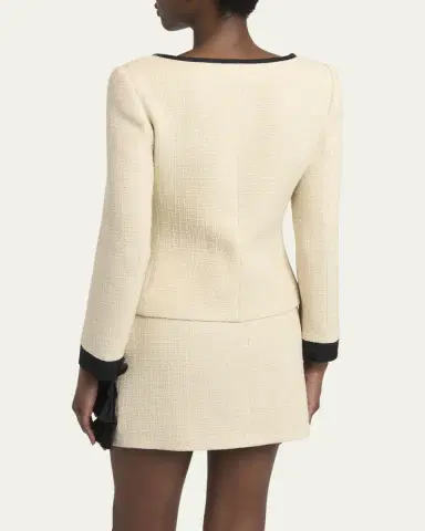 Valentino Garavani Bow Tweed Tailored Zip Jacket | Thumbnail 3 Valentino Garavani Bow Tweed Tailored Zip Jacket | Thumbnail 3