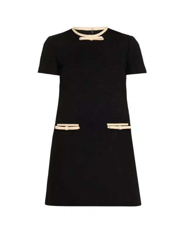 Bow Wool-Blend Tweed Mini Dress