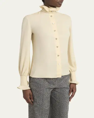 Valentino Garavani Georgette Button-Front Blouse | Thumbnail 4