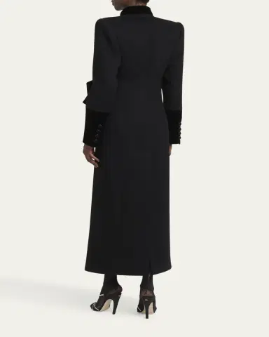 Valentino Garavani Velvet Bow Double-Breasted Wool-Cashmere Long Coat | Thumbnail 3 Valentino Garavani Velvet Bow Double-Breasted Wool-Cashmere Long Coat | Thumbnail 3