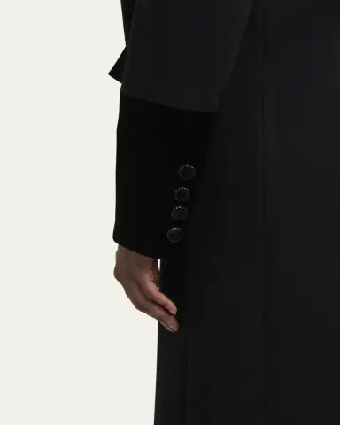 Valentino Garavani Velvet Bow Double-Breasted Wool-Cashmere Long Coat | Thumbnail 5 Valentino Garavani Velvet Bow Double-Breasted Wool-Cashmere Long Coat | Thumbnail 5