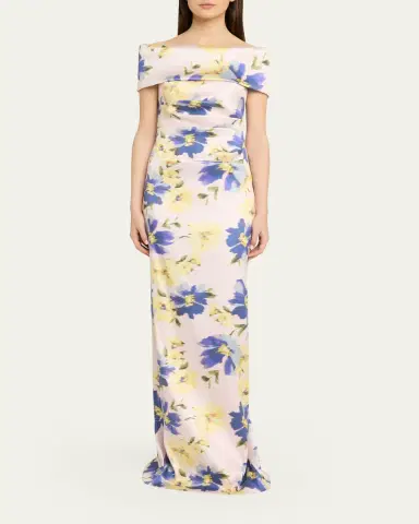Rickie Freeman for Teri Jon Floral-Print Mikado Column Gown | Thumbnail 2 Rickie Freeman for Teri Jon Floral-Print Mikado Column Gown | Thumbnail 2