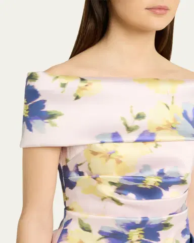 Rickie Freeman for Teri Jon Floral-Print Mikado Column Gown | Thumbnail 5 Rickie Freeman for Teri Jon Floral-Print Mikado Column Gown | Thumbnail 5