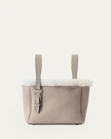 Valextra Mini Suede & Shearling Bucket Bag | Thumbnail 3 Valextra Mini Suede & Shearling Bucket Bag | Thumbnail 3