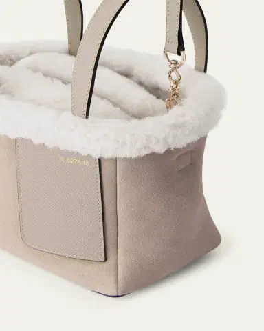 Valextra Mini Suede & Shearling Bucket Bag | Thumbnail 4 Valextra Mini Suede & Shearling Bucket Bag | Thumbnail 4