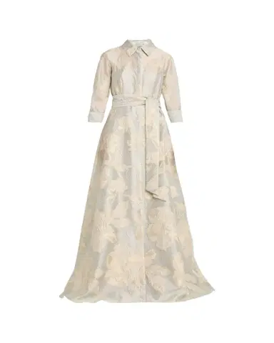 Rickie Freeman for Teri Jon Metallic Floral Jacquard Shirt Gown | Thumbnail 1 Rickie Freeman for Teri Jon Metallic Floral Jacquard Shirt Gown | Thumbnail 1