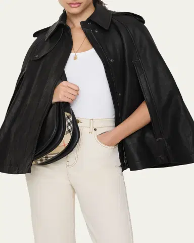 Burberry Clevedon Leather Cape | Thumbnail 2