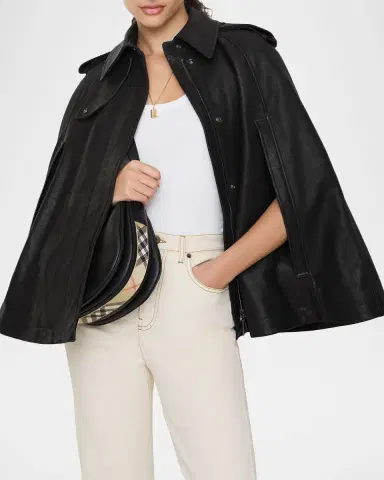 Burberry Clevedon Leather Cape | Thumbnail 6