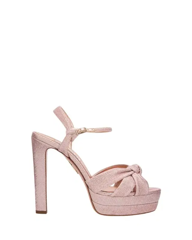Aquazzura 130mm Nina Metallic Knot Platform Sandals