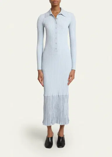 Proenza Schouler Luiza Rib-Knit Long-Sleeve Dress | Thumbnail 2