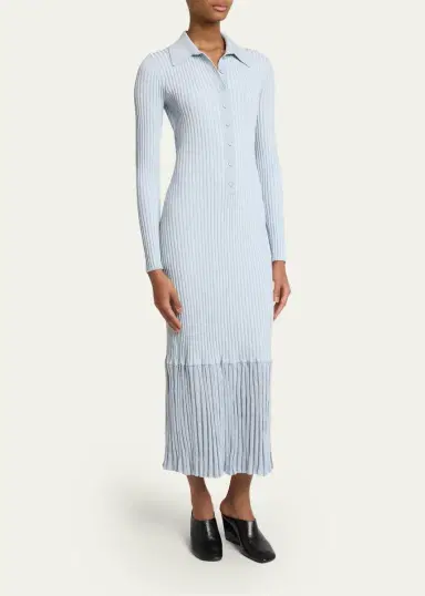 Proenza Schouler Luiza Rib-Knit Long-Sleeve Dress | Thumbnail 4