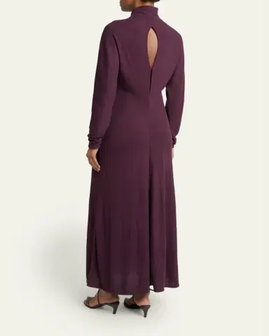 Proenza Schouler White Label Soren Pleated Rib-Crepe Mock-Neck Dress | Thumbnail 3 Proenza Schouler White Label Soren Pleated Rib-Crepe Mock-Neck Dress | Thumbnail 3