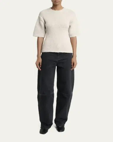 Proenza Schouler White Label Dana Cinched Short-Sleeve Sweater | Thumbnail 2 Proenza Schouler White Label Dana Cinched Short-Sleeve Sweater | Thumbnail 2