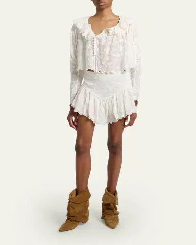 Isabel Marant Zoelia Embroidered Ruffle Mini Skirt | Thumbnail 2