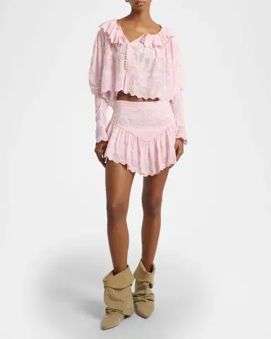 Isabel Marant Zoelia Embroidered Ruffle Mini Skirt | Thumbnail 6