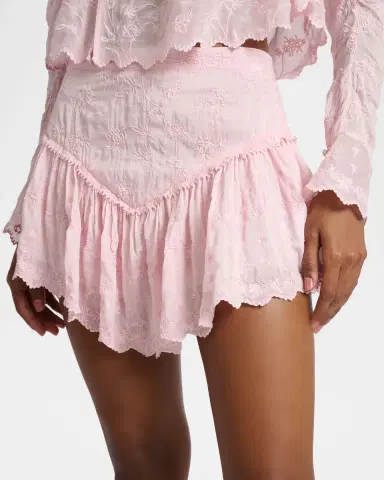 Isabel Marant Zoelia Embroidered Ruffle Mini Skirt | Thumbnail 9