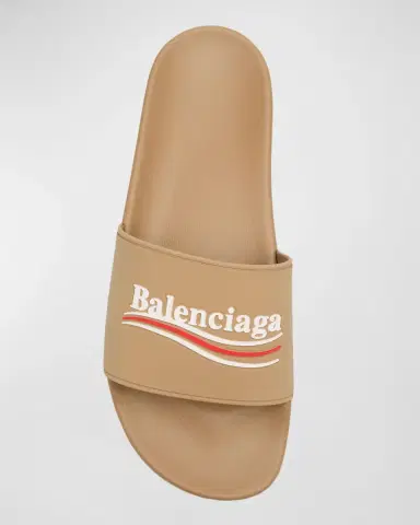 Balenciaga Men 's Rubber Logo Pool Slides | Thumbnail 4