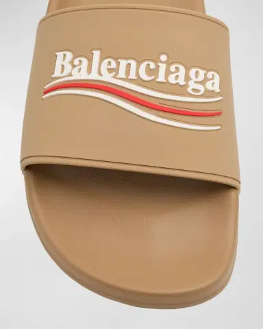 Balenciaga Men 's Rubber Logo Pool Slides | Thumbnail 5